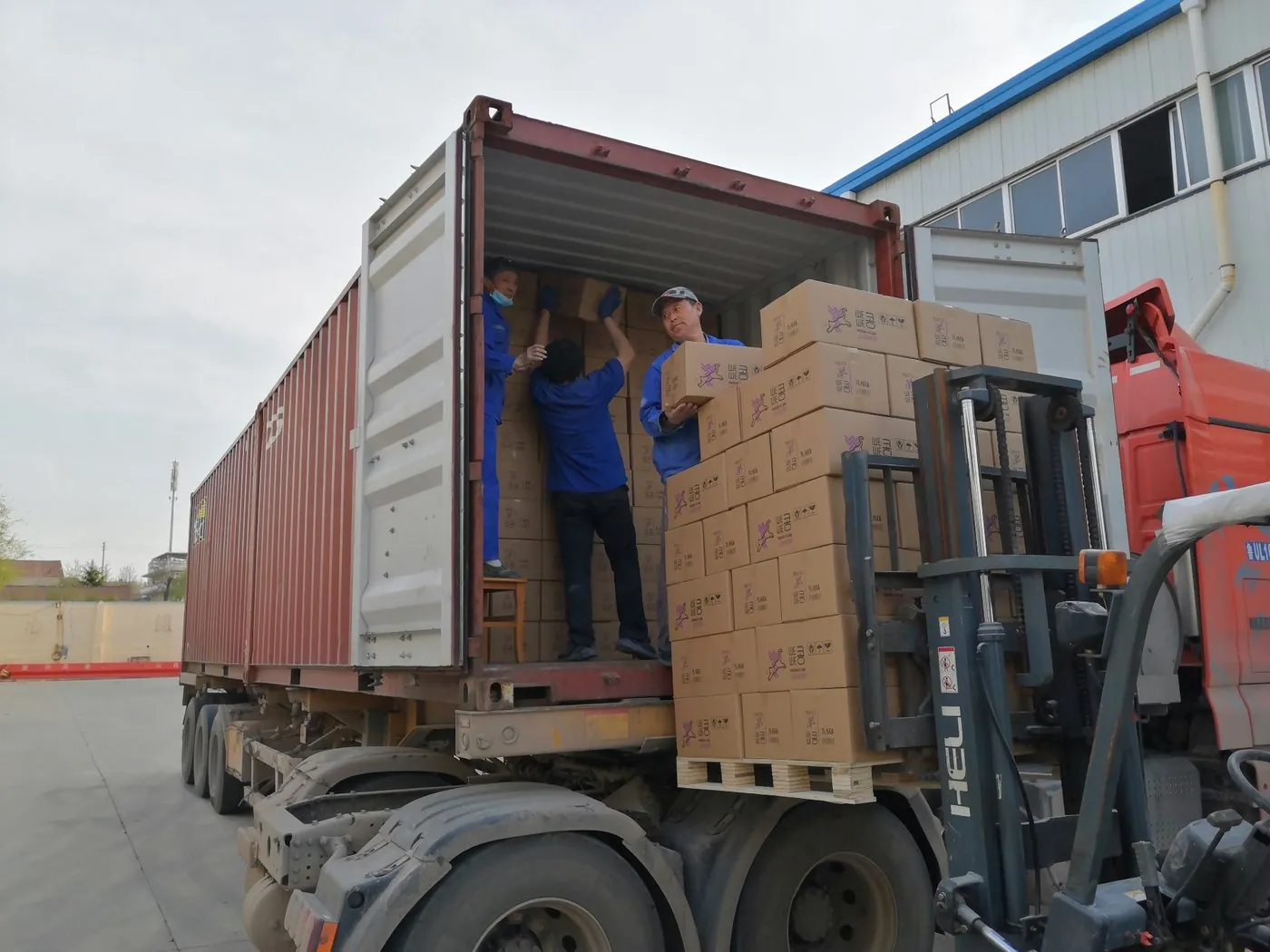 2021 first export container loading at Qingdao port